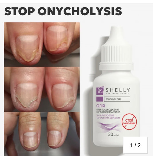 Aceite para uñas dañadas Stop Onycholysis (Detén la onicólisis) Shelly, 30 ml